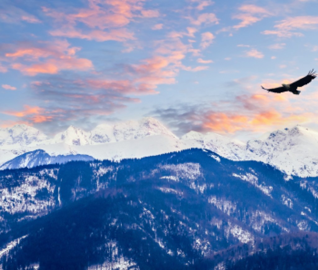 Winter mountains panorama of Zakopane,  High Tatra Mountains, Poland