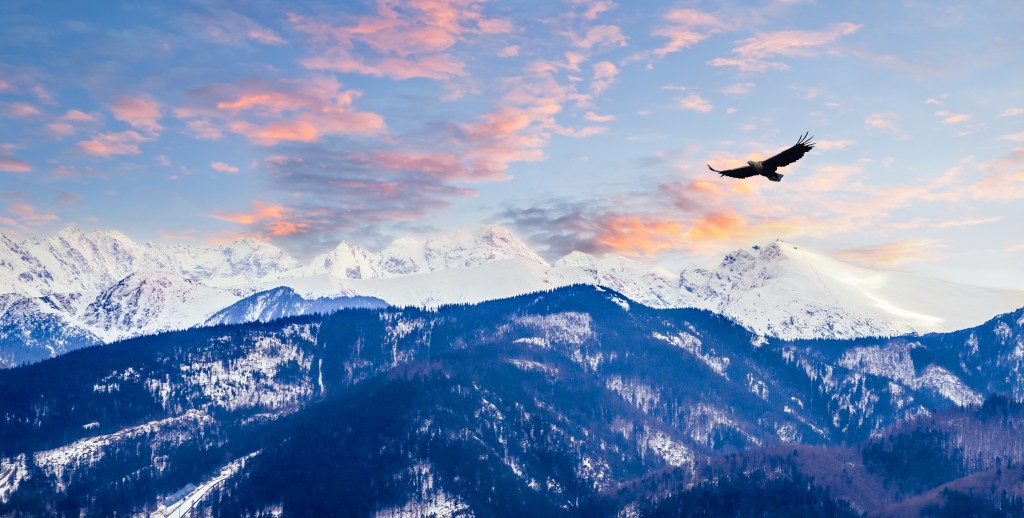 Winter mountains panorama of Zakopane,  High Tatra Mountains, Poland