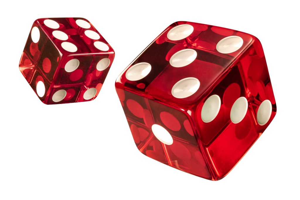 Red Casino dice (w/clipping path). High resolution of clean new dices