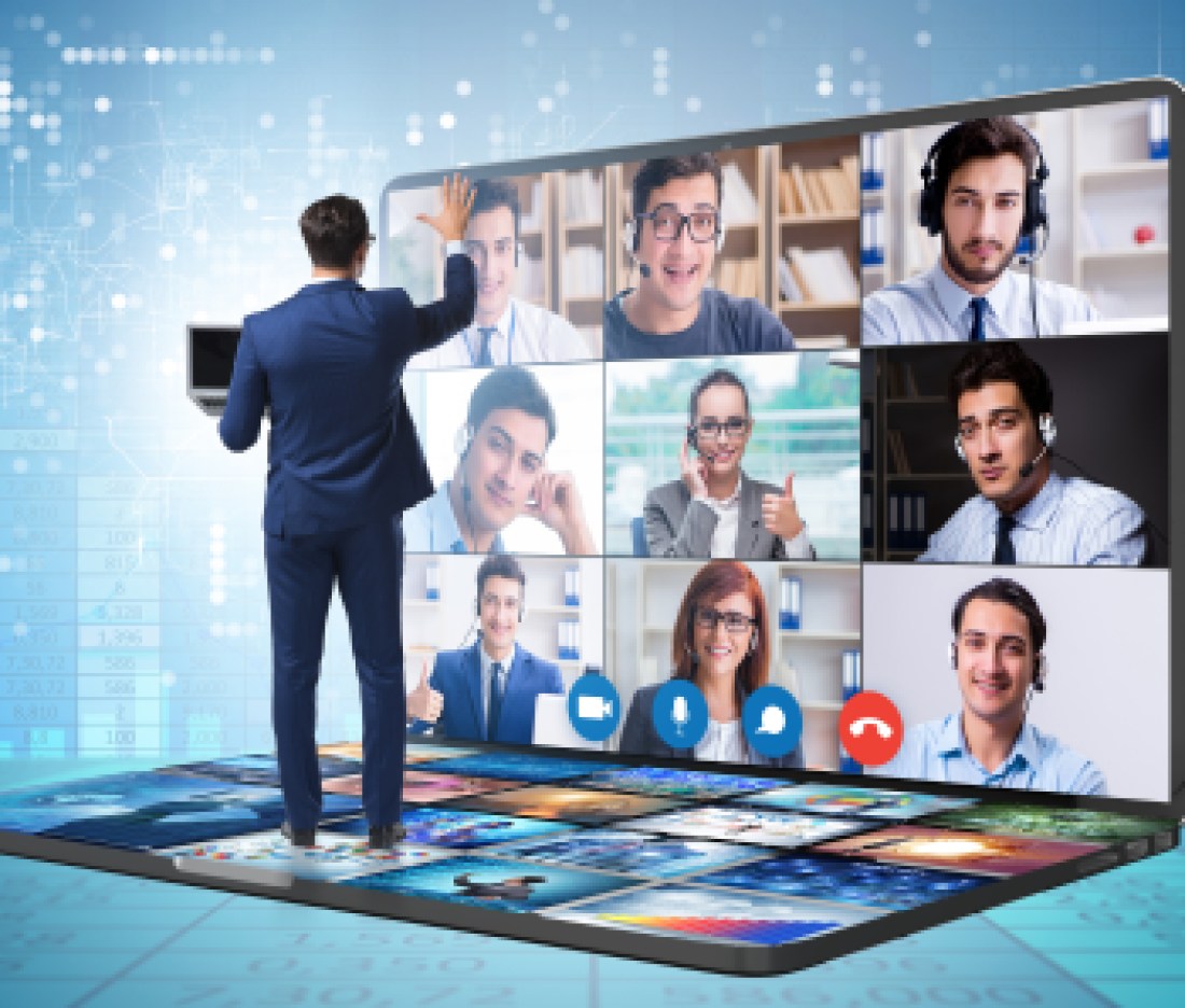 Concept of remote video conferencing during pandemic
