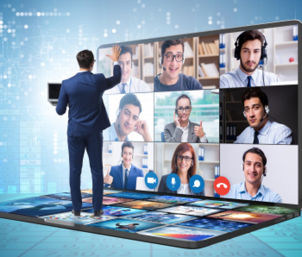 Concept of remote video conferencing during pandemic