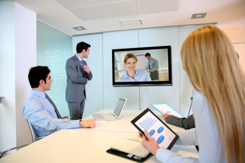 Business-people-attending-videoconference-meeting