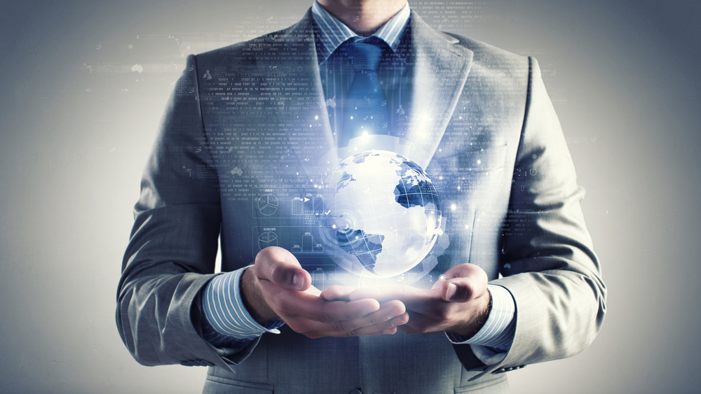 Close-up-of-businessman-holding-digital-globe-in-palm
