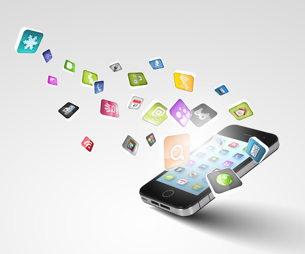 Media-technology-illustration-with-mobile-phone-and-icons