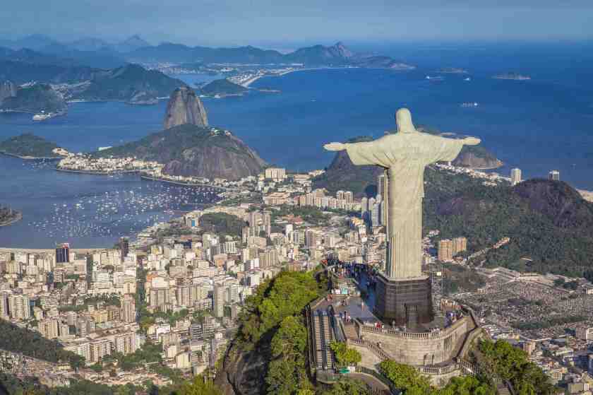 Aerial panorama of Botafogo Bay and Sugar Loaf Mountain, Rio De Janeiro