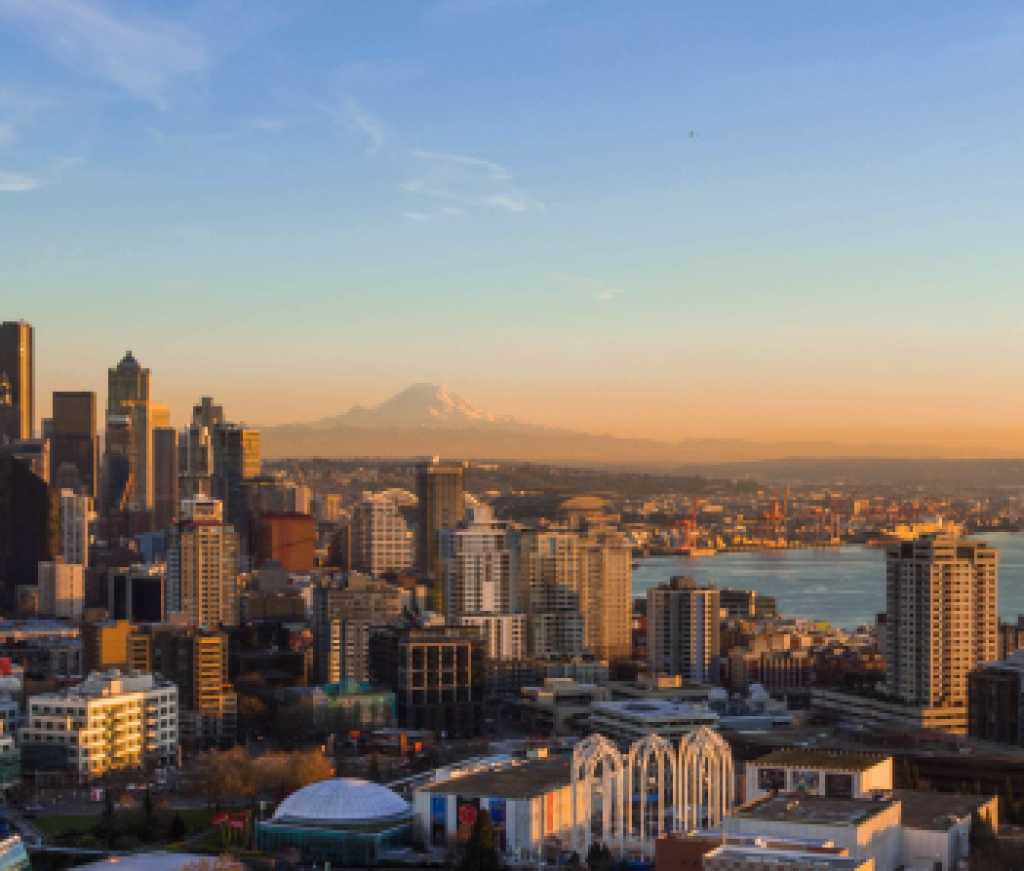 Seattle Skyline at Sunset with Space needle