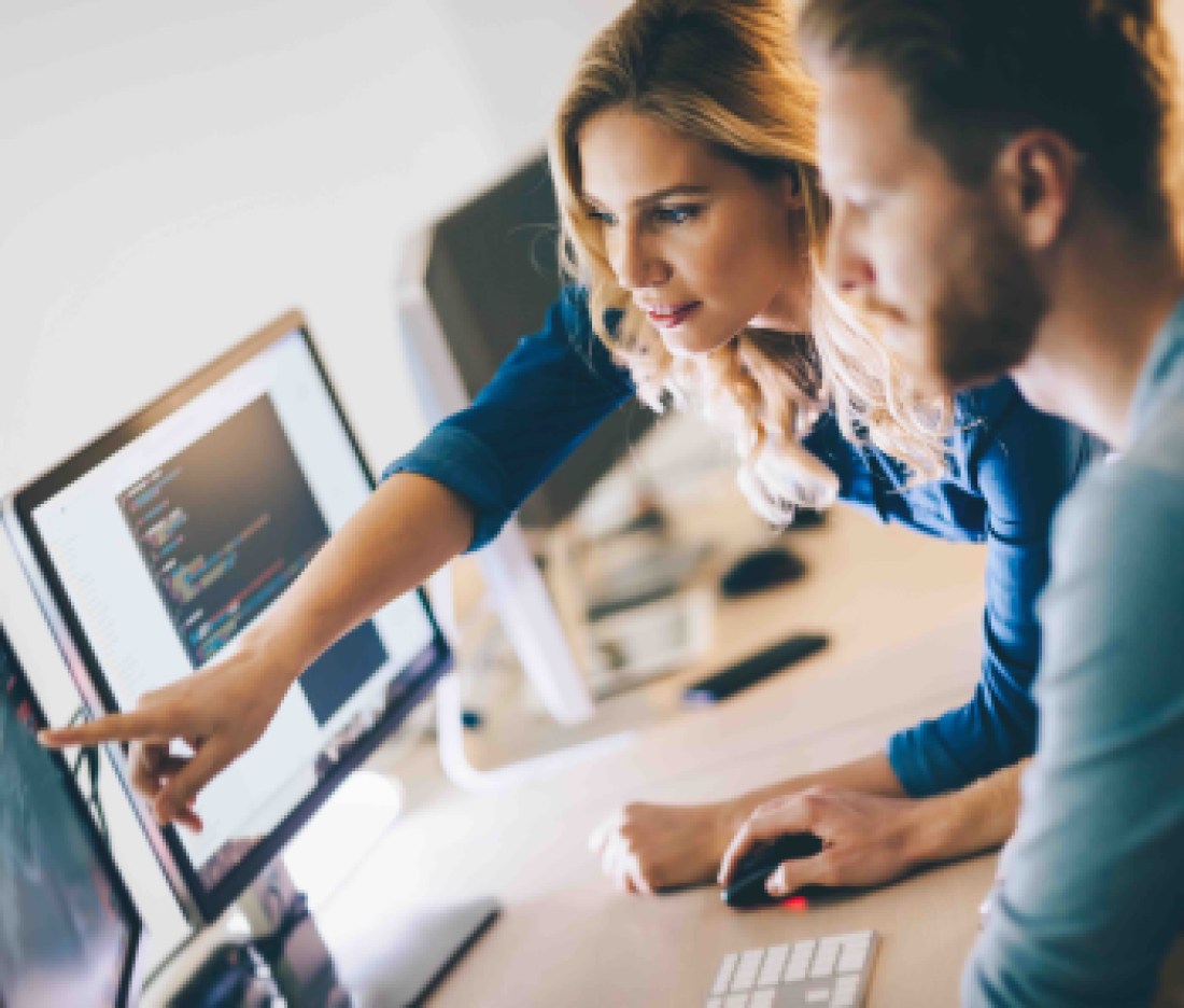 Programmer working in a software developing company