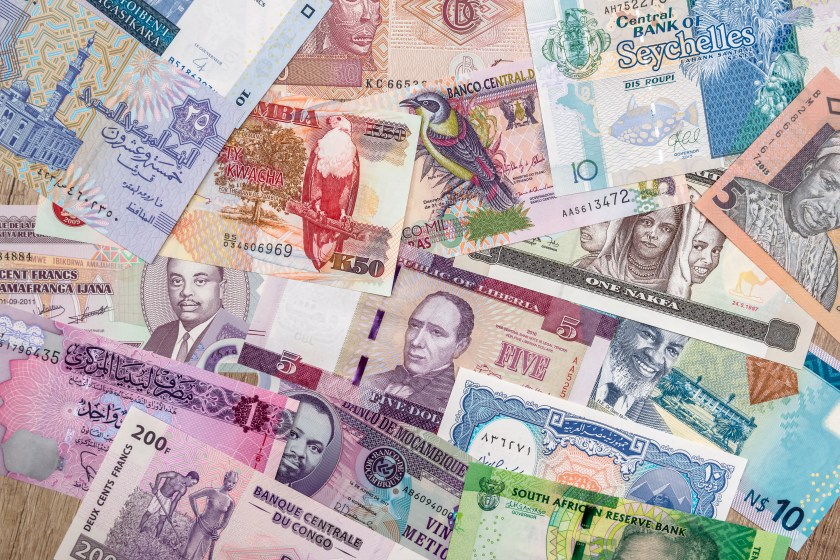 various money of African countries. close up