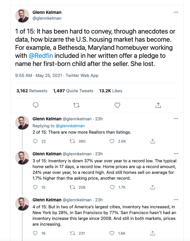 Glenn Kelman redfin twitter feed