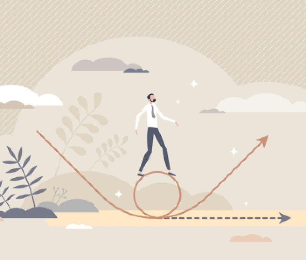 Pivoting as strategy change and redirection for growth tiny person concept