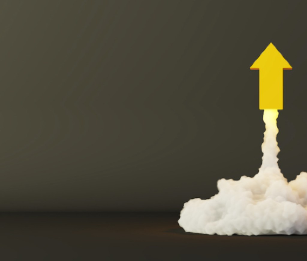 Arrows being launched, success and growth concepts, original 3d rendering