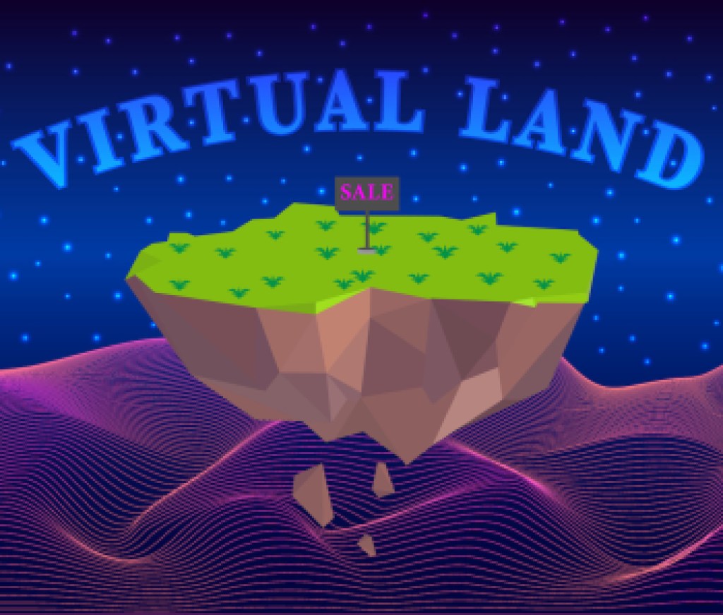 Metaverse virtual reality land for sale in metaverse cyber space futuristic environment background.