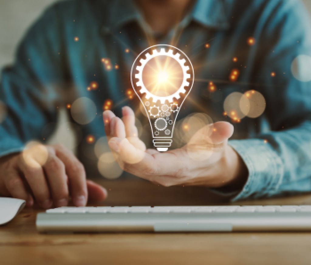 Innovation. Hands holding light bulb for Concept new idea concept with innovation and inspiration, innovative technology in science and communication concept,