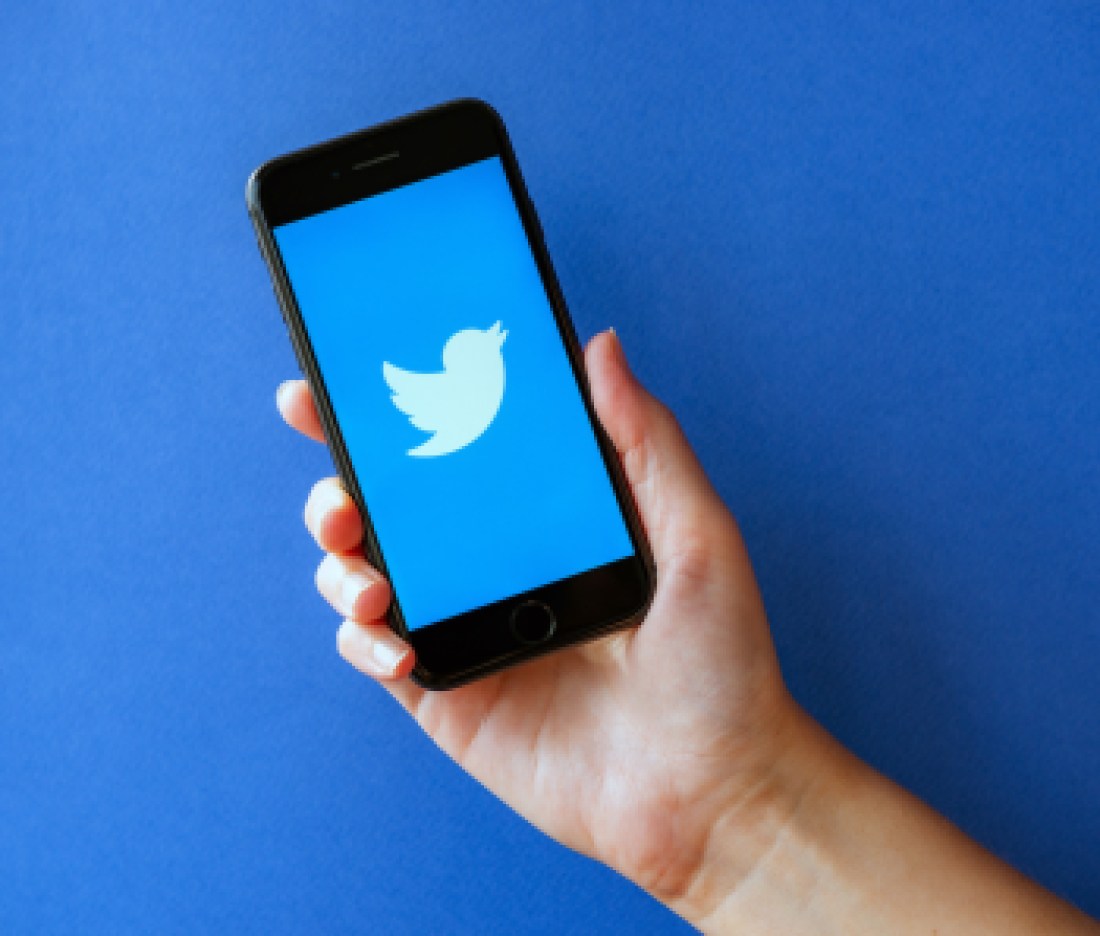 Apple iPhone 8 with Twitter Logotype on a Screen