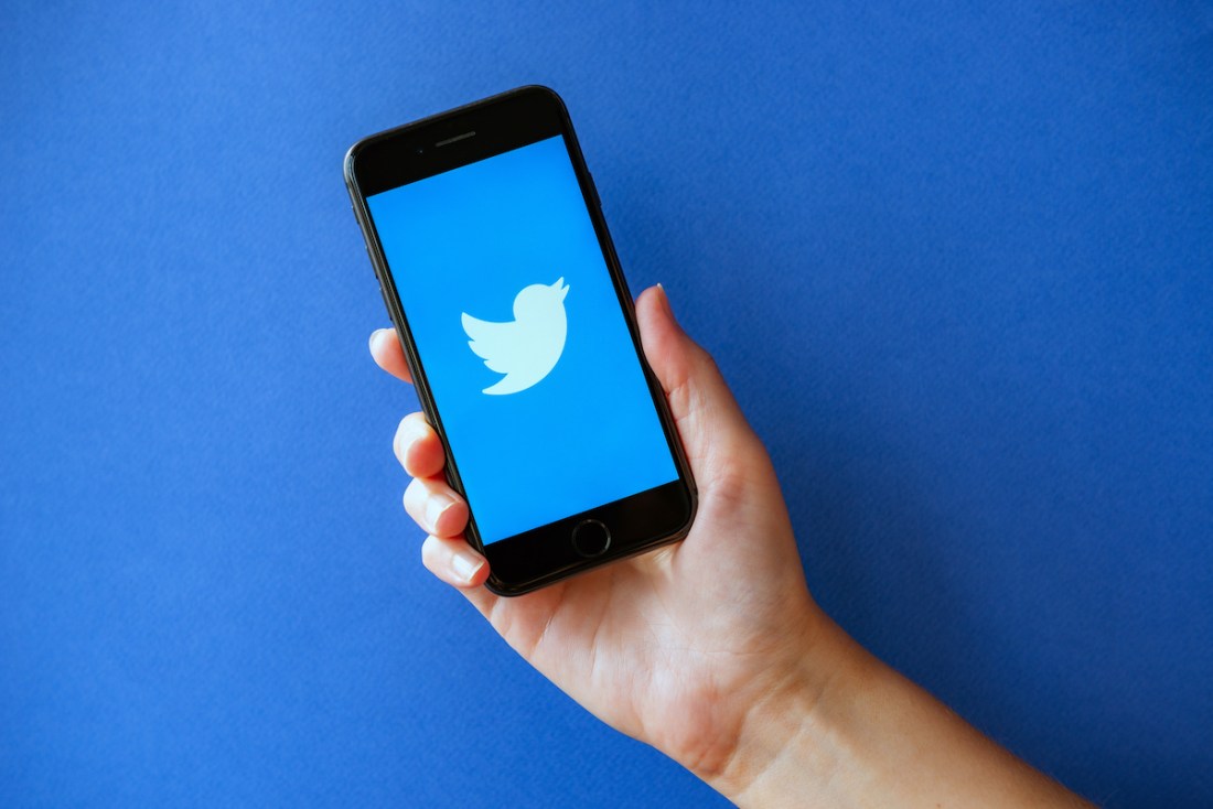 Apple iPhone 8 with Twitter Logotype on a Screen