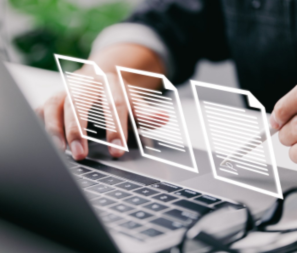 Electronic signature, document management, paperless office, signing business contract concept, E-signing