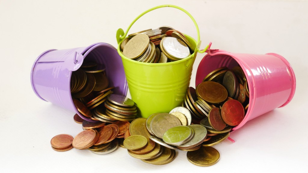 coins bucket on white background concept save money