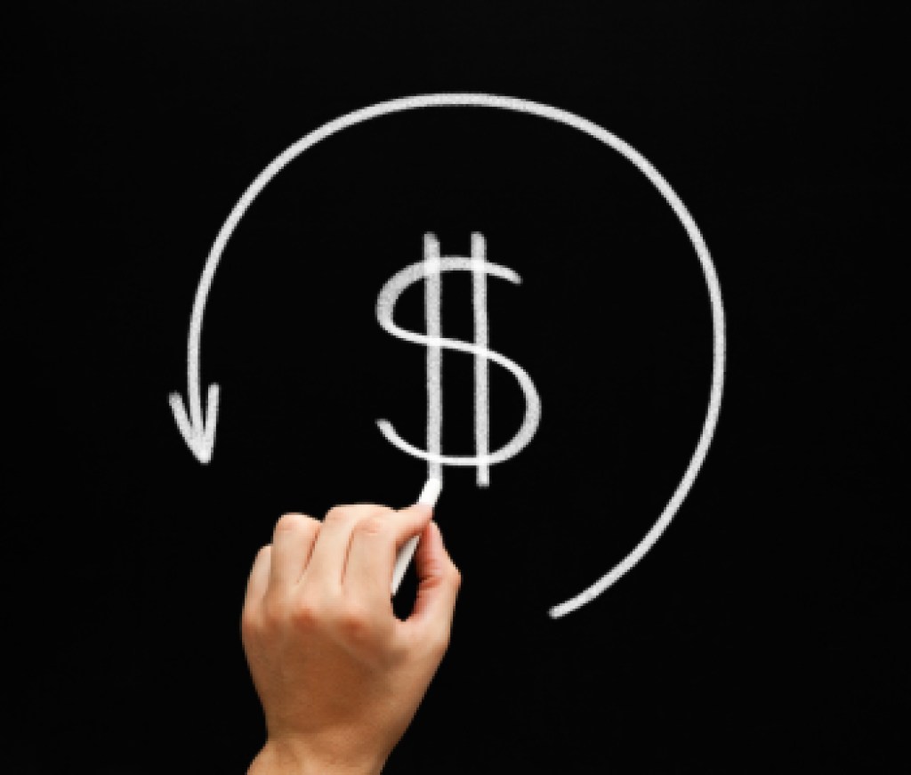 Refund Arrow Concept Blackboard