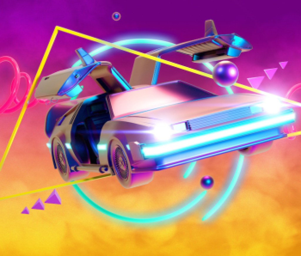 Future car, retro 80th