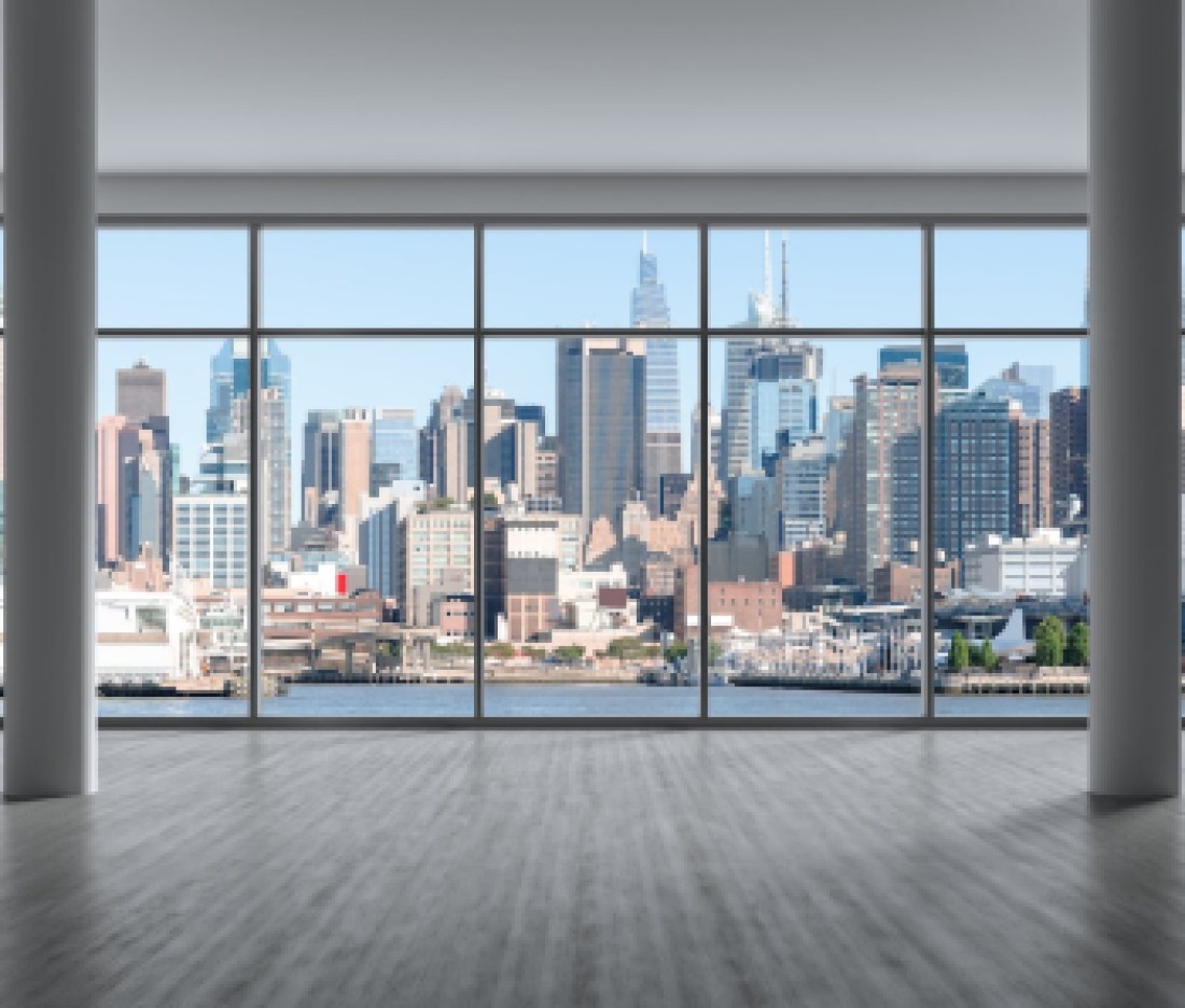 Manhattan landscape from inside apartment