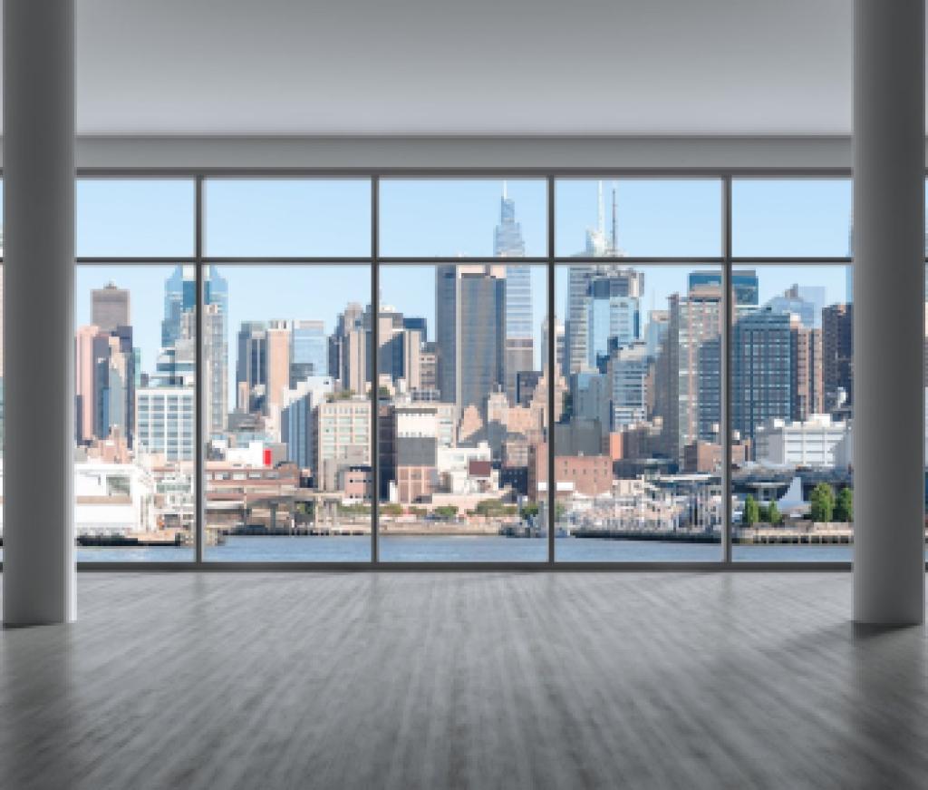 Manhattan landscape from inside apartment