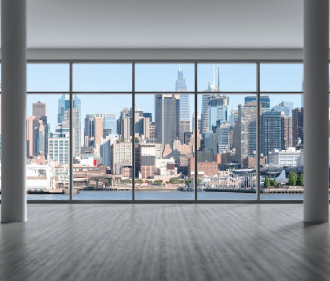 Manhattan landscape from inside apartment
