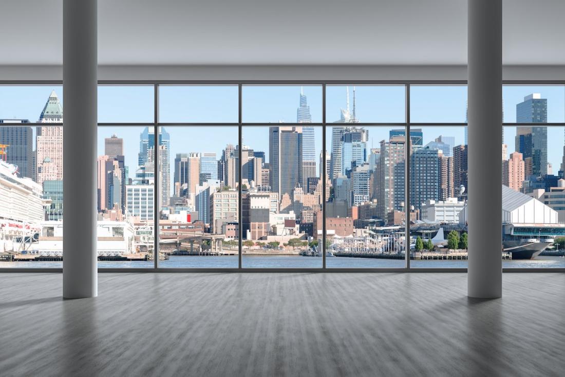 Manhattan landscape from inside apartment