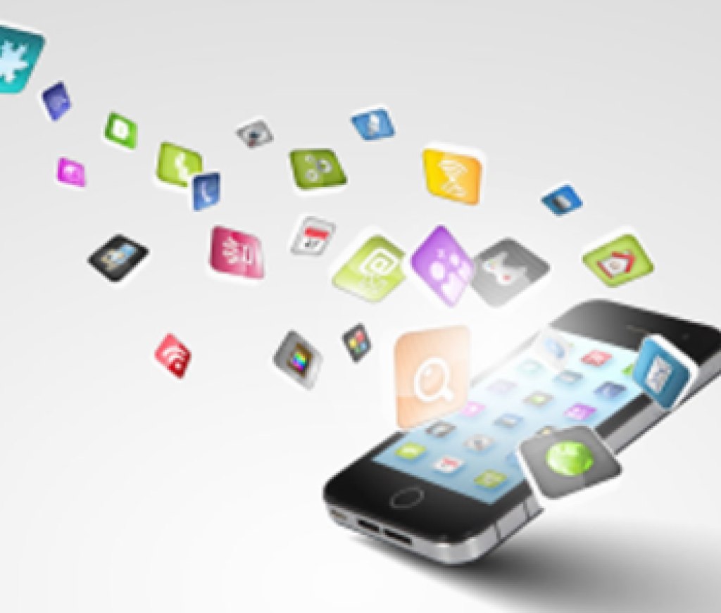 Media-technology-illustration-with-mobile-phone-and-icons