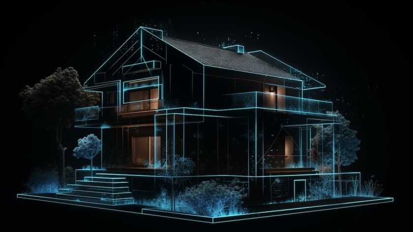 House hologram projection , Generative AI illustration